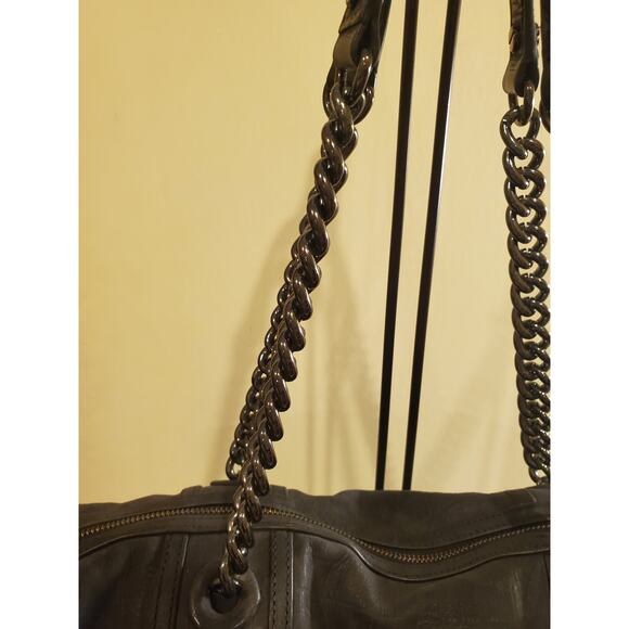 Tory Burch MCGRAW SUEDE CHAIN-SHOULDER SLOUCHY TOTE- Gray Large Zip Top - Picture 3 of 11